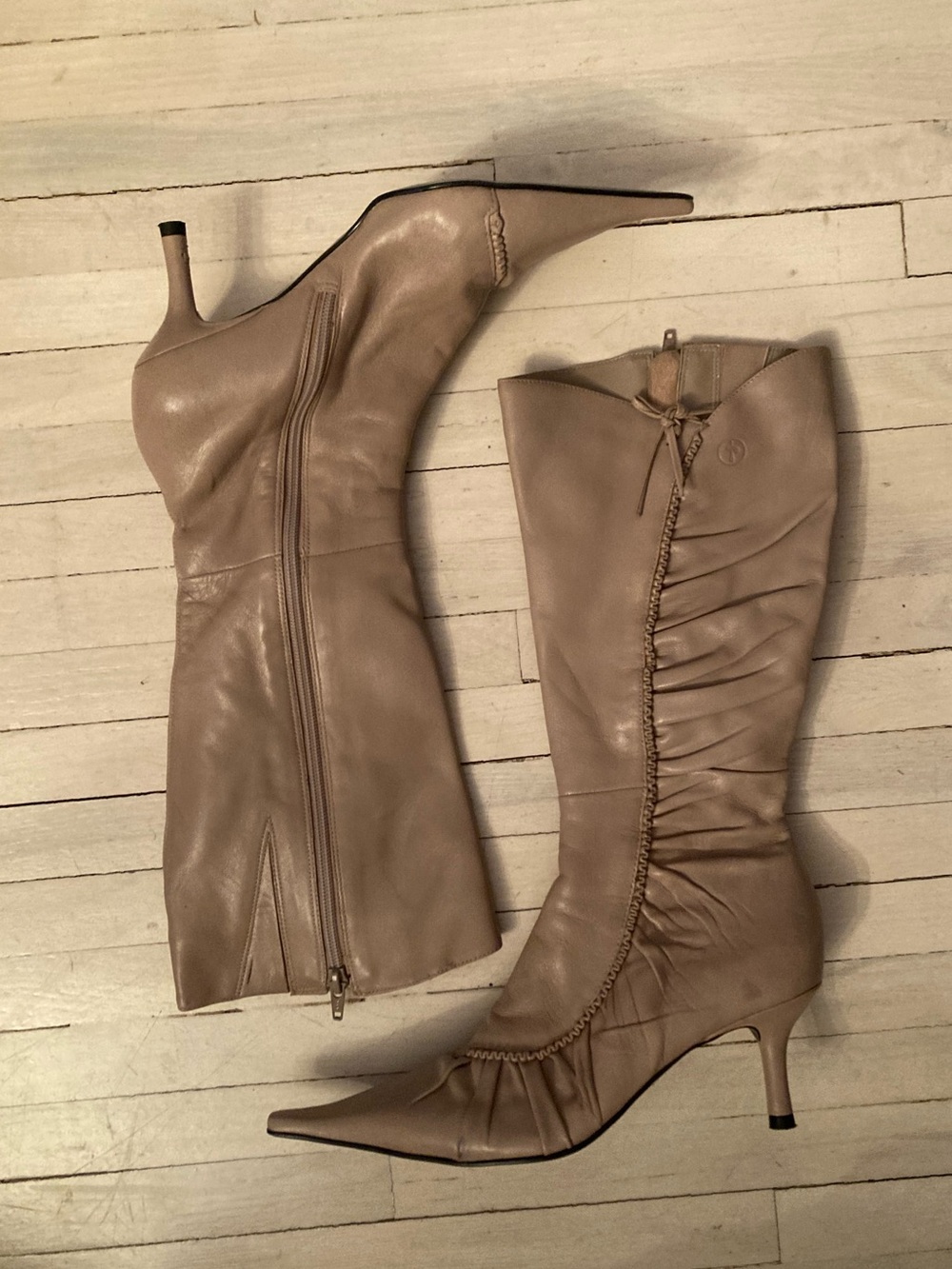 Bronx Soft Taupe Knee Boots with Side Zip